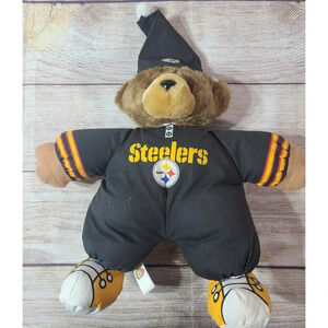 Vintage Good Stuff Plush Pittsburgh Steelers Stuffed Bear Animal Black Yellow